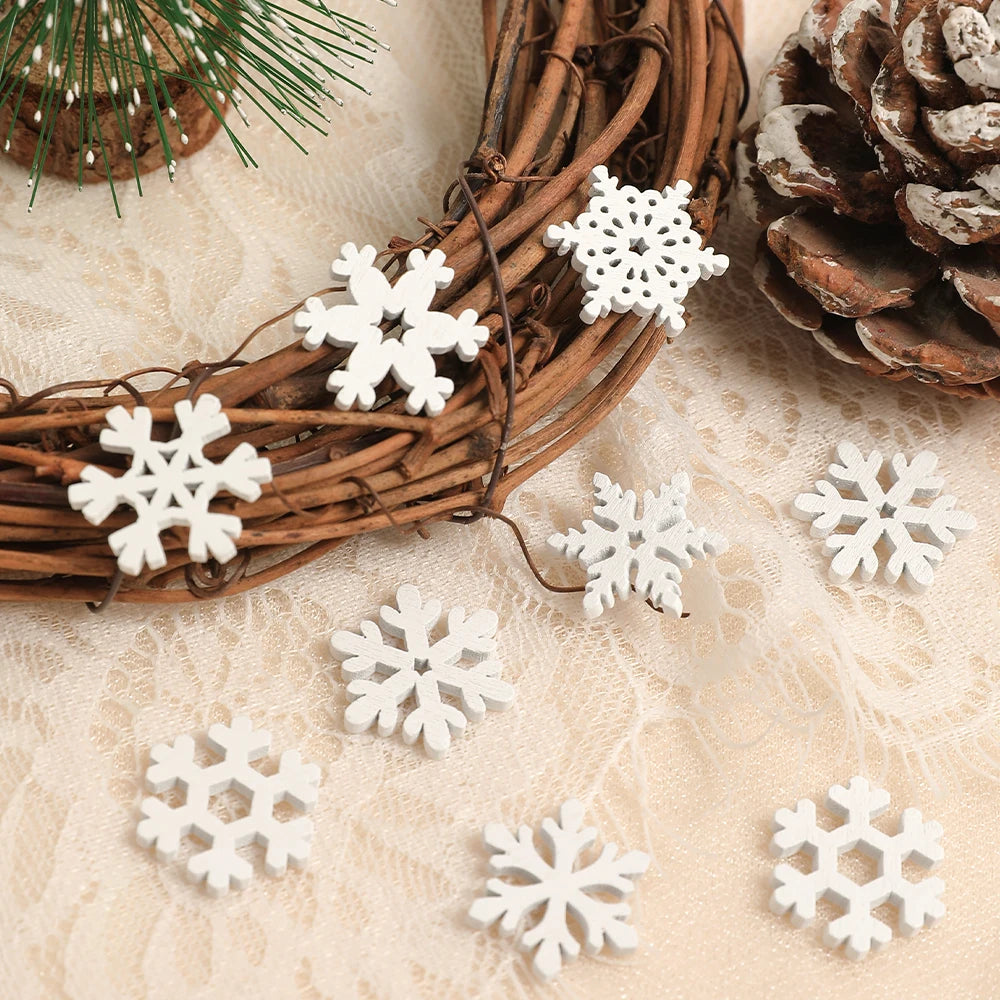 50Pcs Mini Glitter Snowflake Ornaments for Christmas DIY Decor Christmas Craft Ornaments Babs