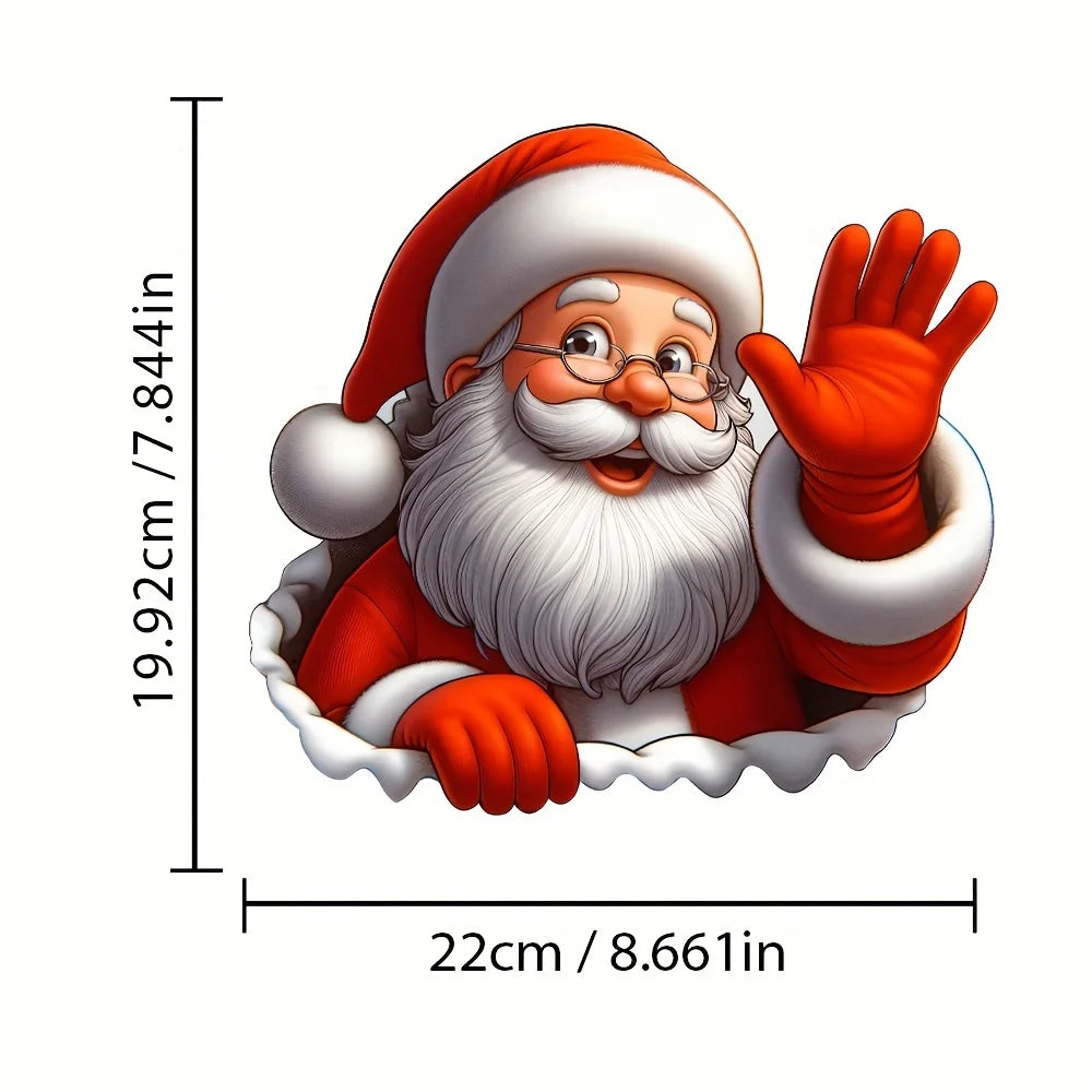 Santa Claus Waving Christmas PVC Sticker – Car & Window Decal Holiday Vinyl Sticker Babs