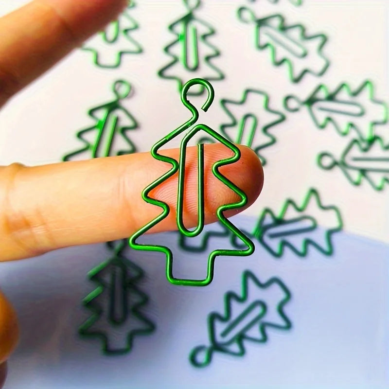 Christmas Tree Paper Clips – Festive Iron Binder Clips Novelty Paper Clips Babs