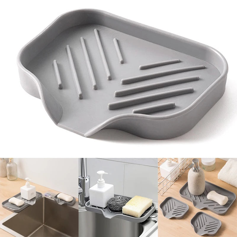 Silicone Sink Sponge Holder – Auto-Draining Kitchen Organizer Sink Sponge Holder Babs