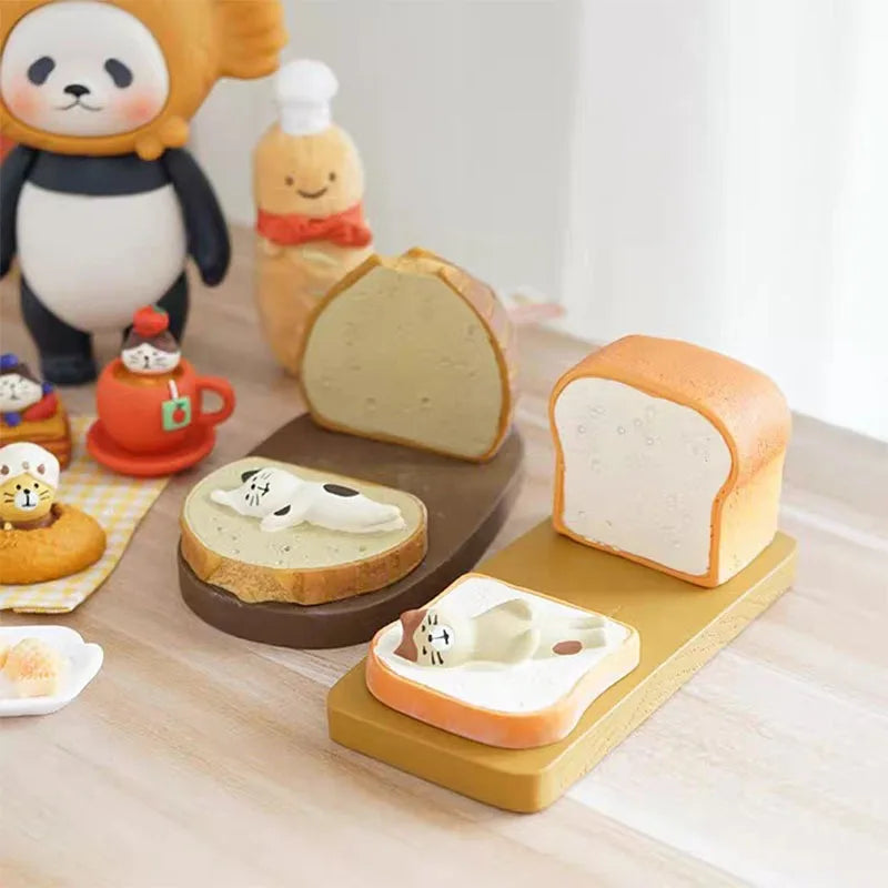 Resin Cat Toast Bag Phone & Tablet Stand – Kawaii Desk Holder Decorative Phone Stand Babs