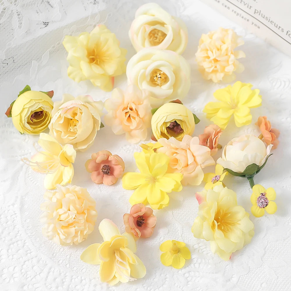 24Pcs Silk Artificial Rose & Chrysanthemum Flowers – Home Decor Artificial Flower Set Babs