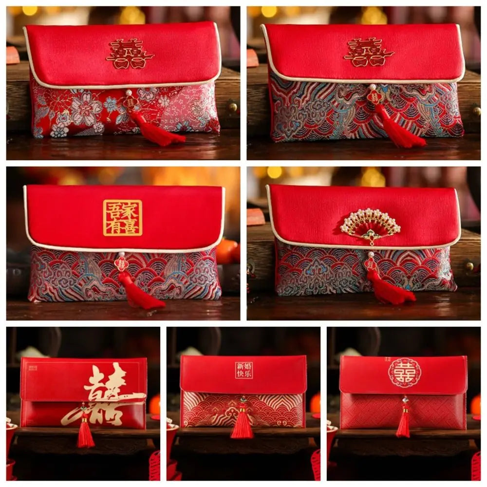 Chinese New Year Lucky Red Envelope with Tassel & Blessing Festive Gift Envelope Babs