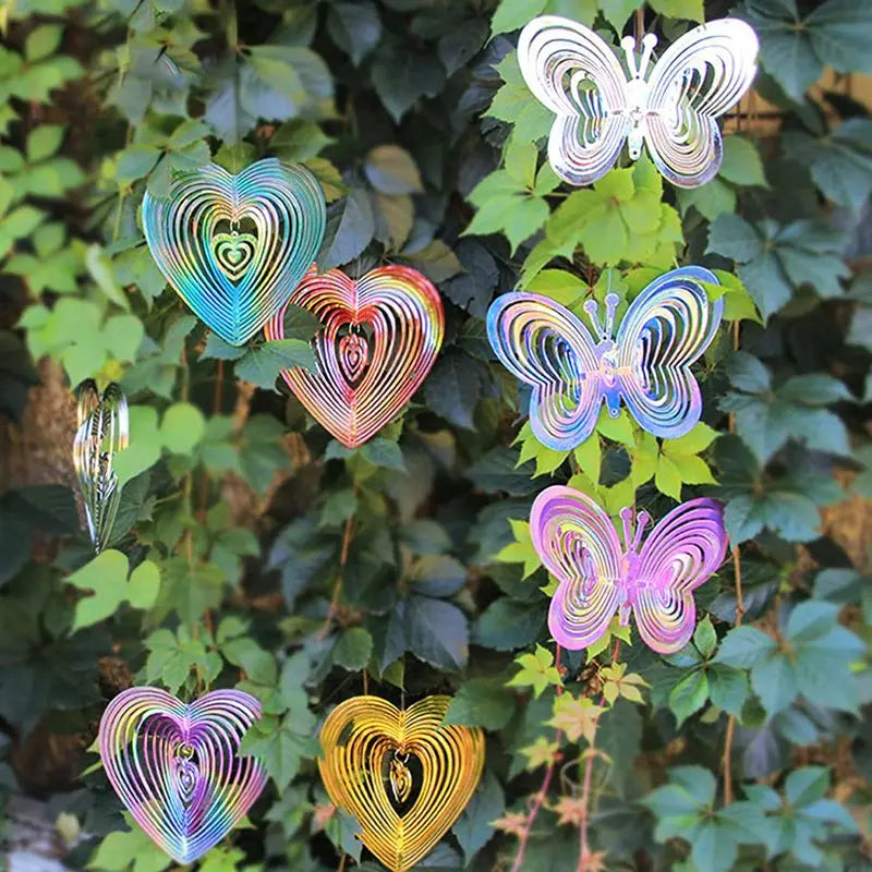 Heart Butterfly Wind Spinner – Bird Deterrent Garden Ornament Garden Wind Spinner Babs