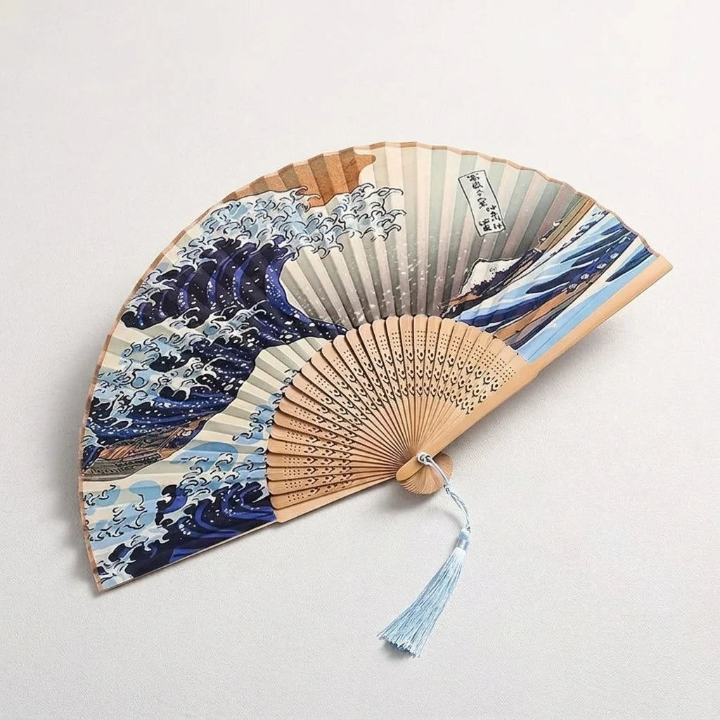 Handheld Folding Fan Ancient Style with Tassel – Photo Prop Folding Decorative Fan Babs