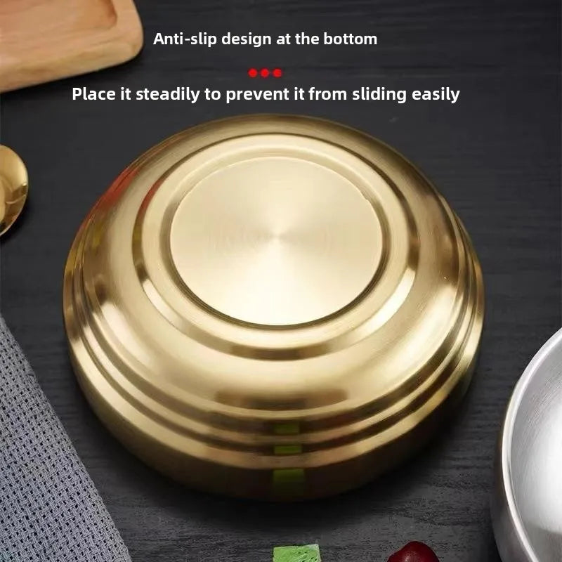 304 Stainless Steel Double Layer Korean Ramen & Salad Bowl Stainless Steel Bowl Babs
