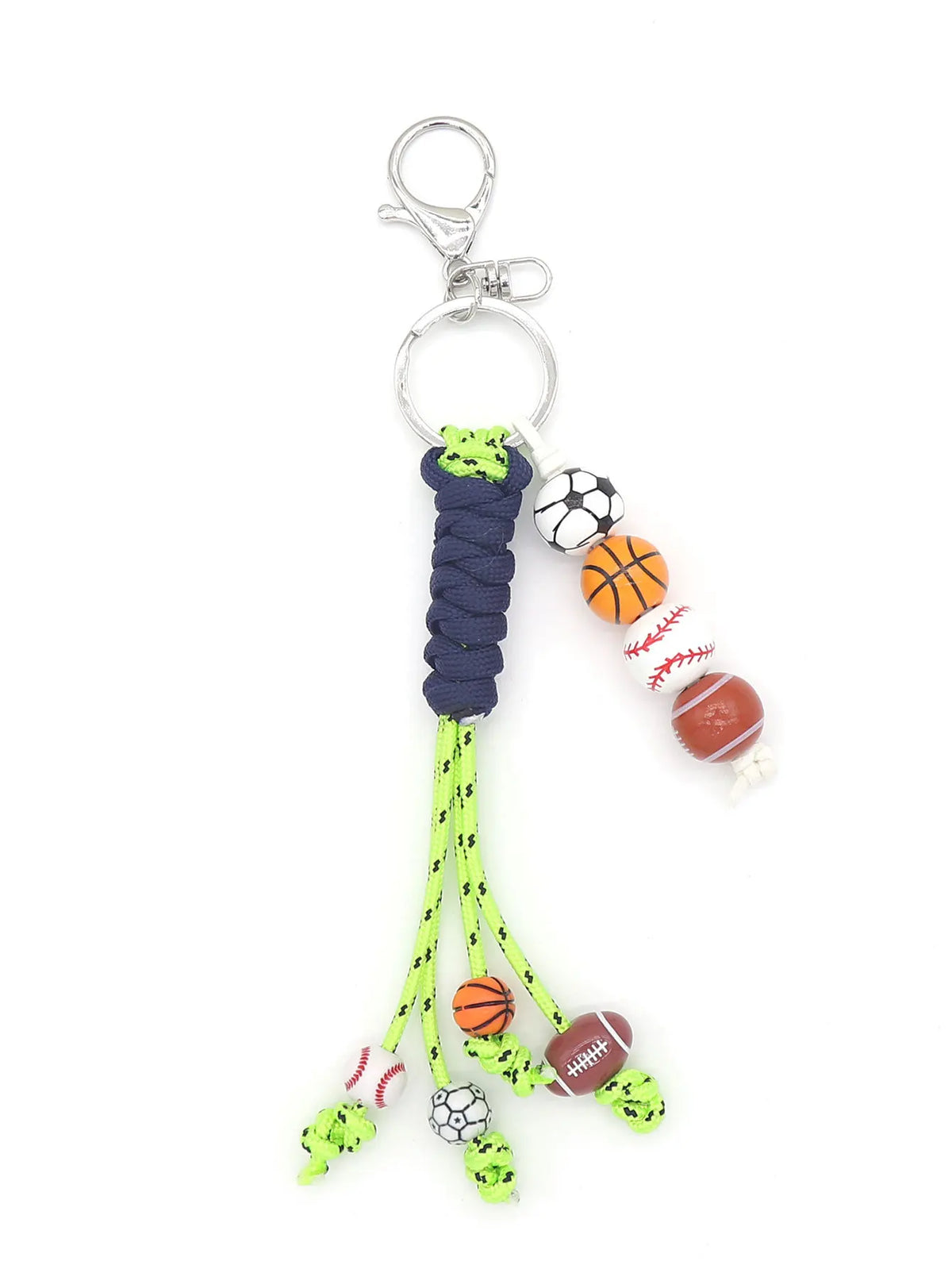 Hand Woven Sports Ball Keychain – Basketball, Soccer & Baseball Decorative Keychain Babs 21957