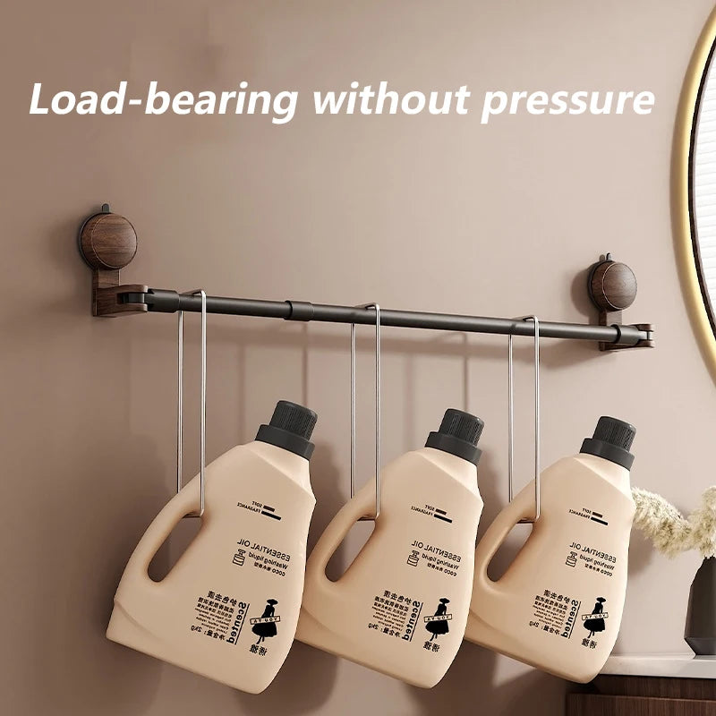 No-Drill Retractable Towel Rack – Walnut Wood & Aluminum Wall Towel Rack Babs