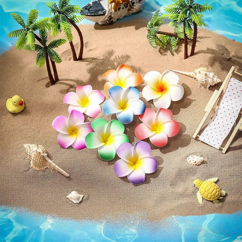 10Pcs Hawaiian Plumeria Foam Flower Hair Clips – Beach Party Flower Hair Clips Babs