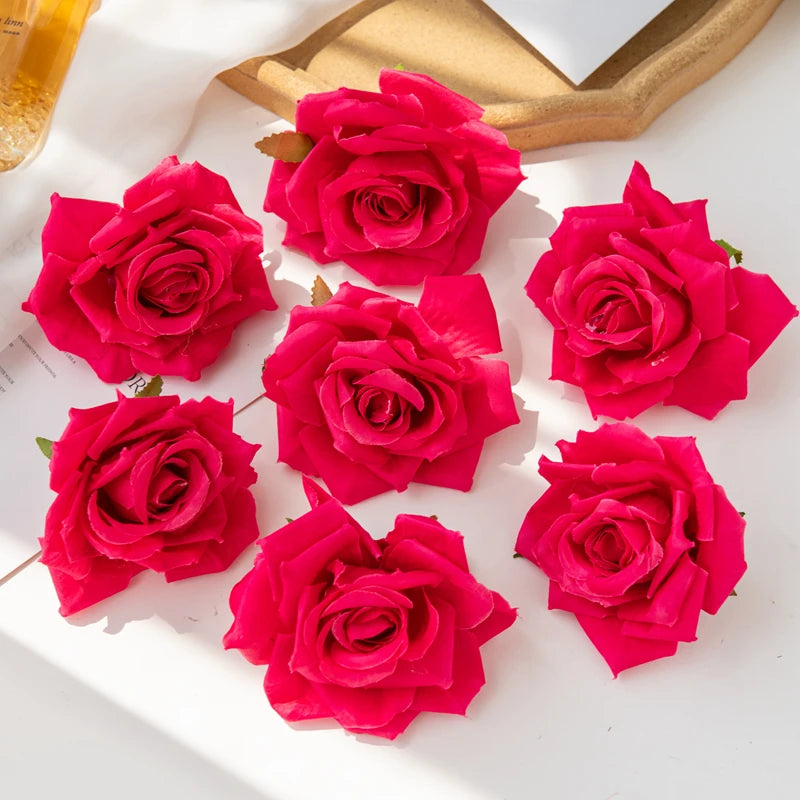 Silk Rose Artificial Flower Heads – Wedding & Home Décor Artificial Silk Flowers Babs Rose Red 5 pcs