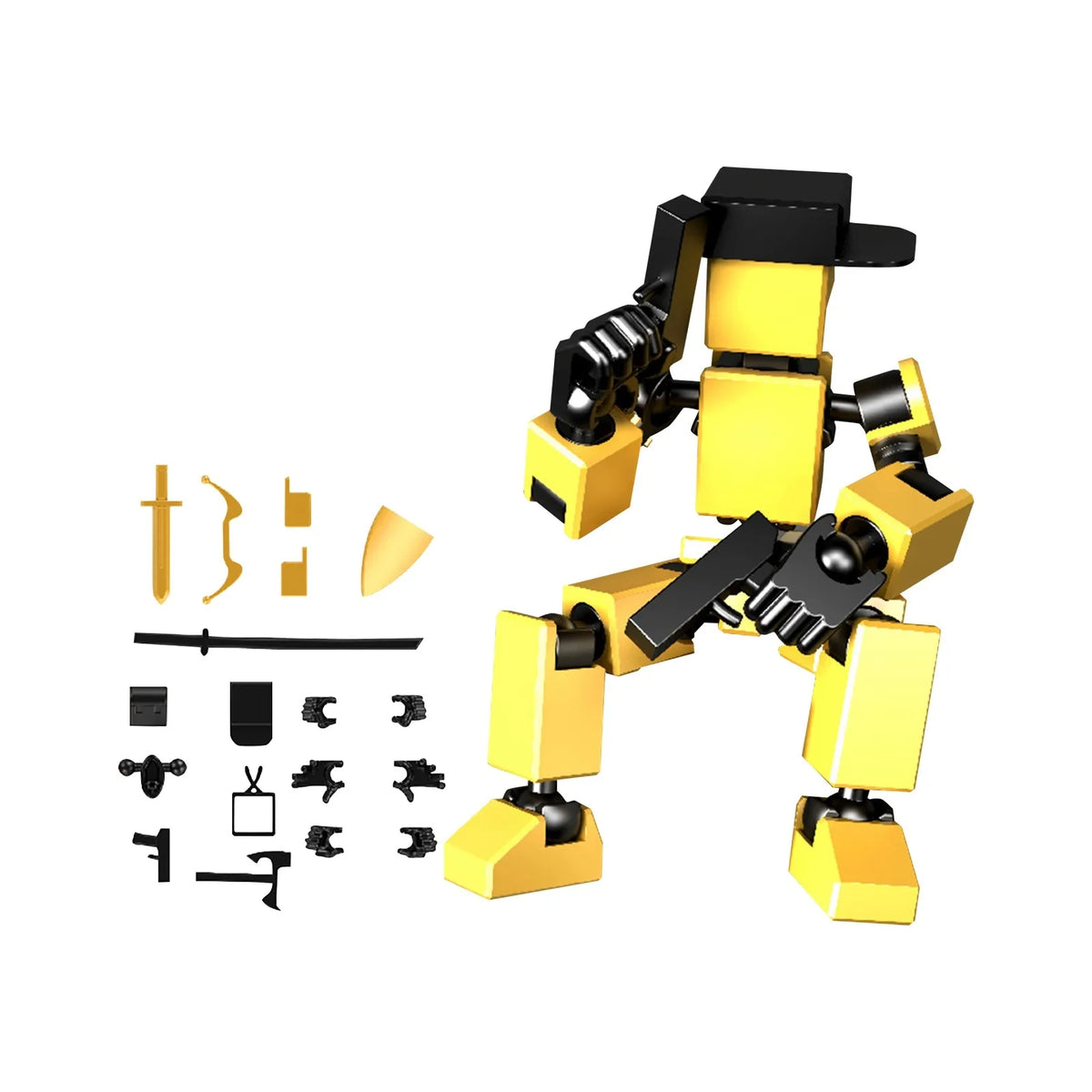 Mini Robot Action Figure Set with Accessories – Desk Decor Toy Robot Action Figure Babs Fluorescence Yellow One Size