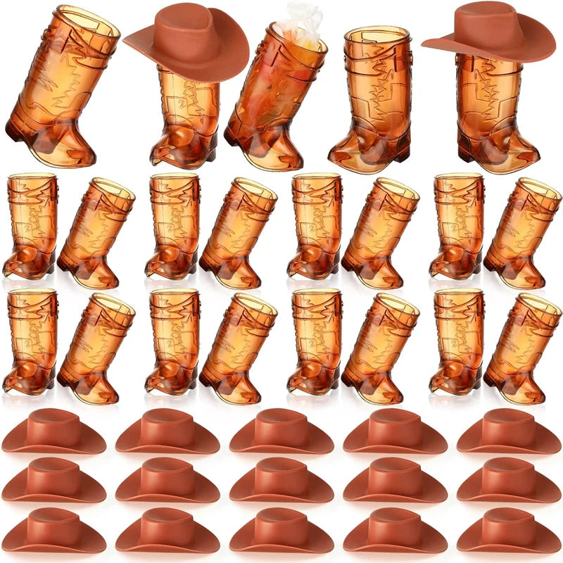 30-Piece Mini Cowboy Boot Cups – Western Bachelorette Party Party Cup Set Babs Brown