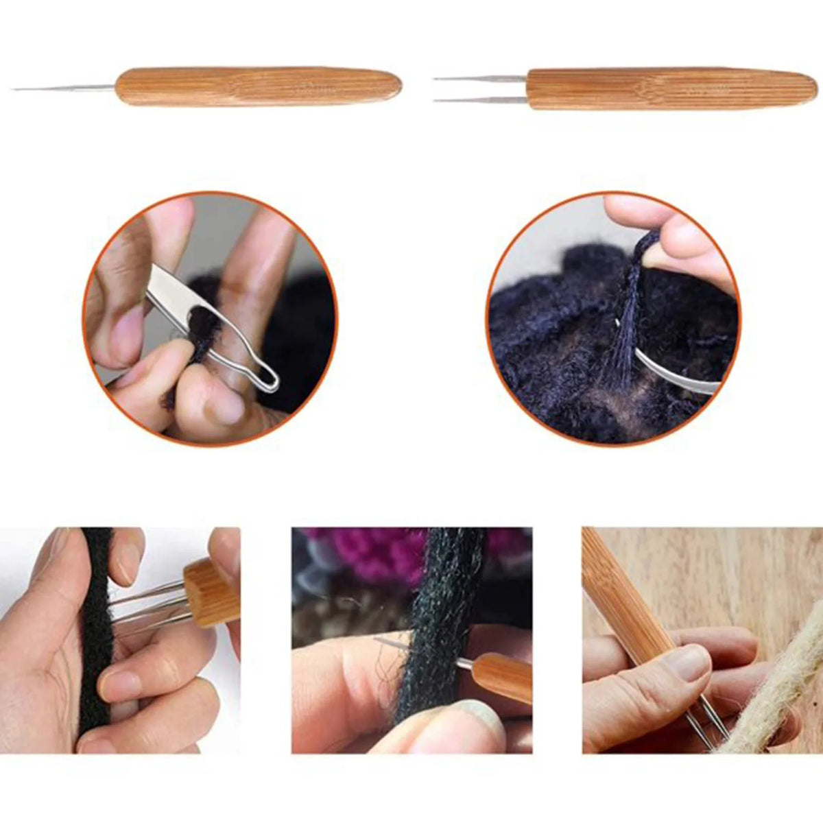Dreadlock Crochet Hook Set 0.75mm – Wood Handle Hair Braiding Tool Hair Braiding Tool Babs