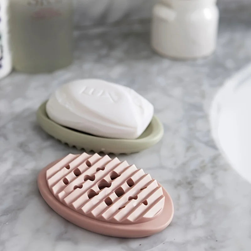Silicone Soap Dish with Drain Rack & Cleaning Brush Soap Dish Babs
