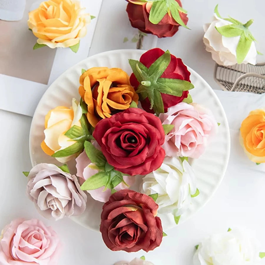 10PC Silk Rose Artificial Flower Heads – Wedding & Home Decor Artificial Flower Heads Babs