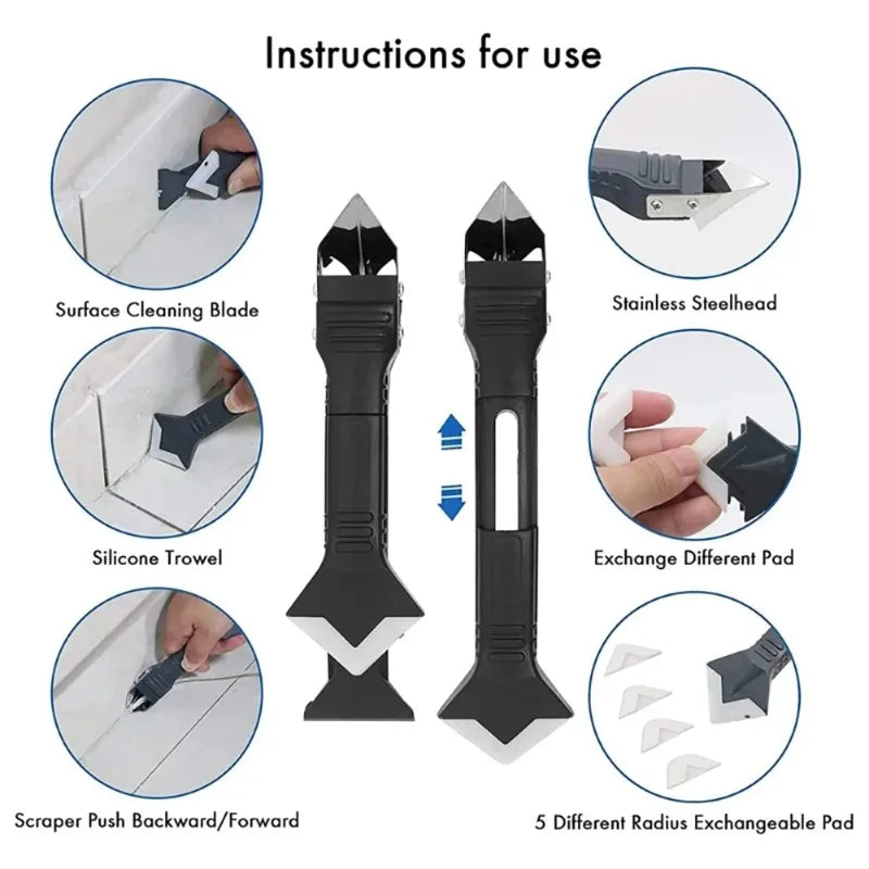 5-in-1 Caulk Remover & Sealant Scraper Tool for Tile & Grout Caulk Scraper Tool Babs
