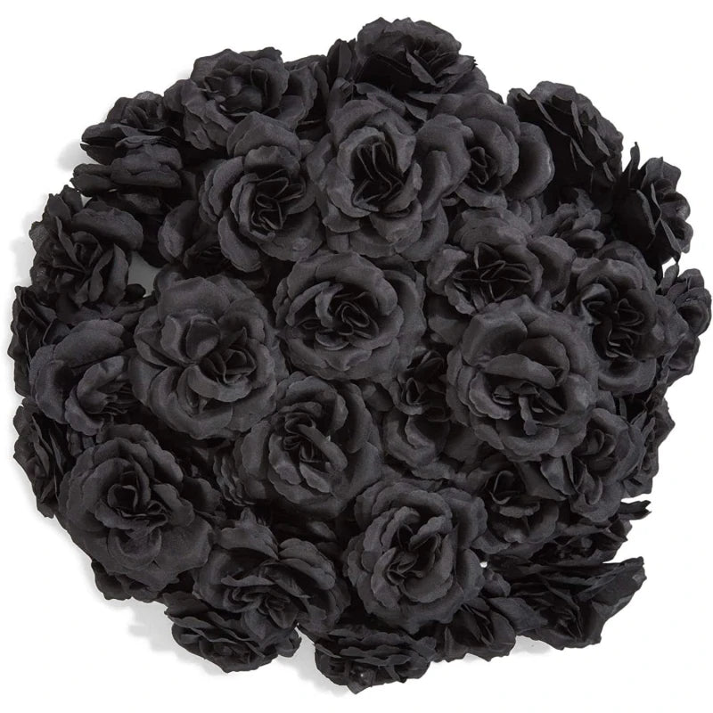 Artificial Silk Rose Heads 25/50pc – Wedding & Home Decor Artificial Flower Heads Babs black 25 PCS