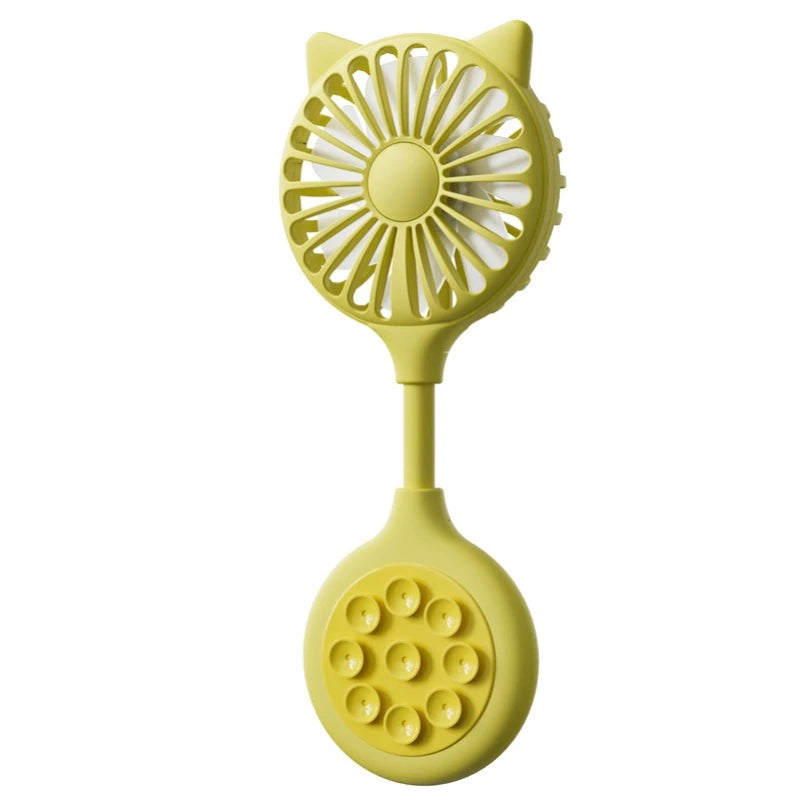 Portable Cat Ear Mini Fan – Phone Clip & Suction Cup, Rechargeable Portable Mini Fan Babs Green-1PC