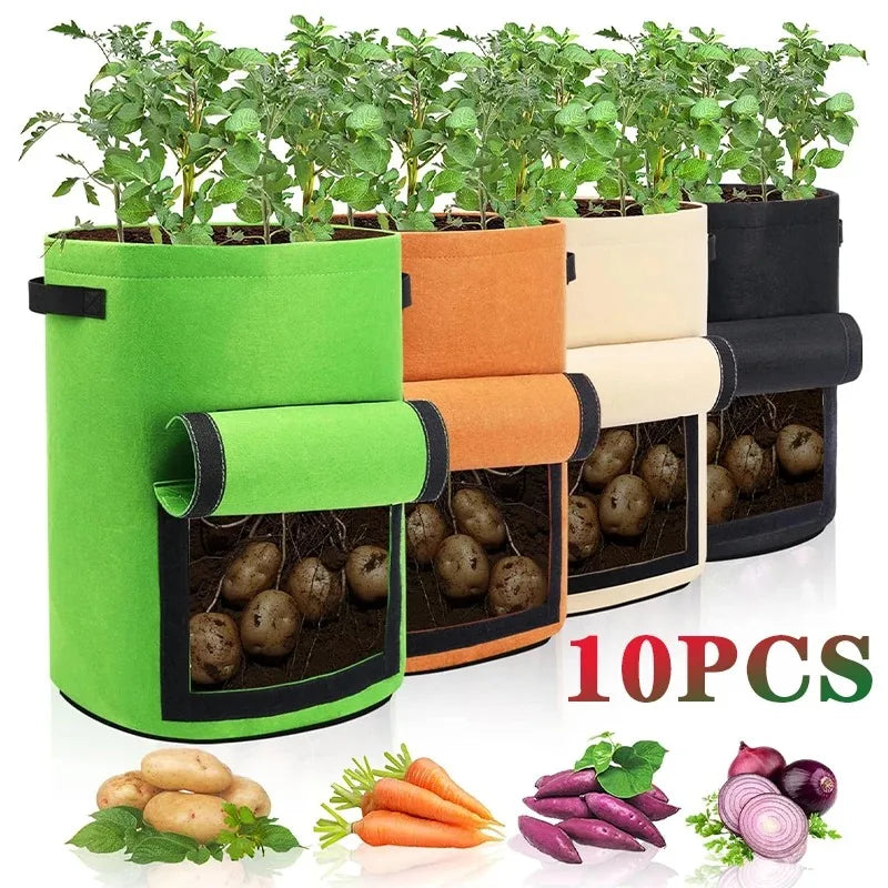 5/10 Gallon Fabric Plant Grow Bags – Potato & Vegetable Planter Fabric Grow Bags Babs