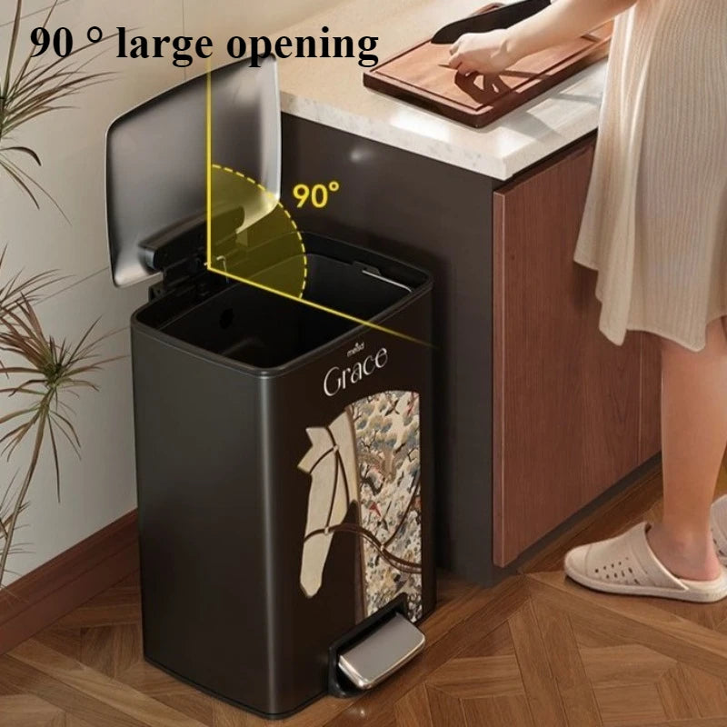 Stainless Steel Foot Pedal Trash Can with Lid – 15L/20L Foot Pedal Trash Can Babs
