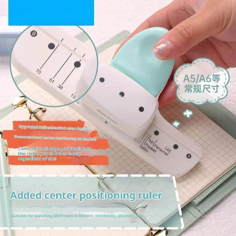 3/6/9 Hole Punch Adjustable Loose Leaf Puncher – A5/A6 Loose Leaf Hole Punch Babs