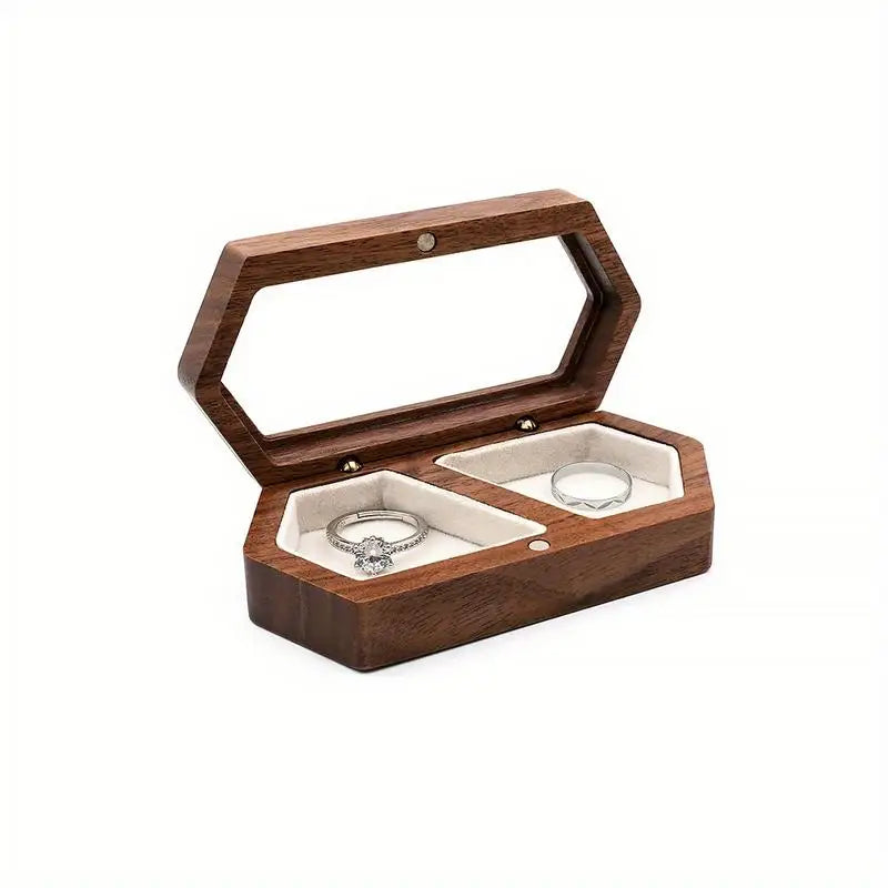 Vintage Wooden Jewelry Box with Transparent Lid Jewelry Storage Box Babs White