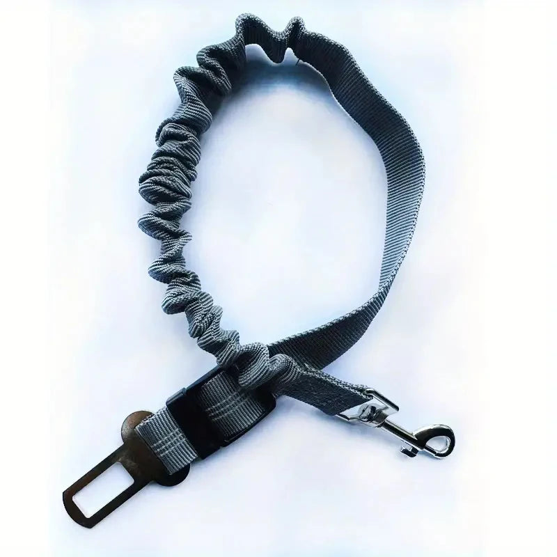 Reflective Dog Seat Belt – Adjustable Nylon Bungee Car Harness Dog Car Harness Babs Gray