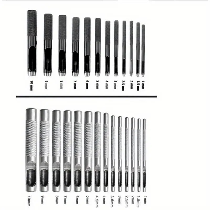12/14Pc Round Hollow Punch Set – Leather Craft Tool 1–10mm Leather Punch Set Babs white 14pc
