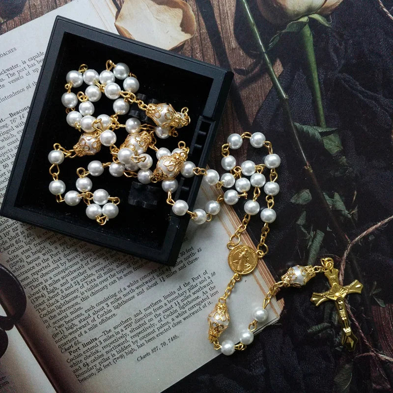 Saint Benedict Rosary Necklace | Prayer Beaded Crucifix Cross Rosary Necklace Babs