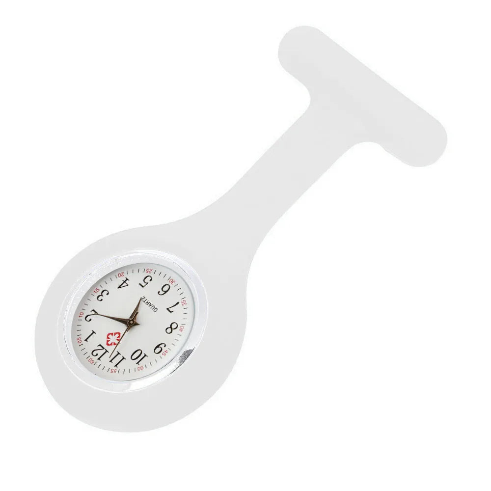 Women's Clip-On Fob Watch – Nurse Brooch Pin Pocket Watch Clip-On Fob Watch Babs White