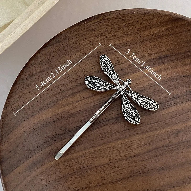 Retro Silvery Dragonfly Hair Clips – 2pc Vintage Barrettes Hair Clips Barrettes Babs