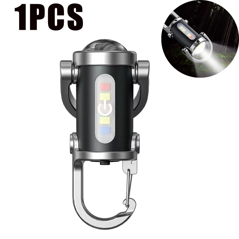 Rechargeable COB Keychain Flashlight 7 Modes – Emergency Work Light Keychain Flashlight Babs 1PCS