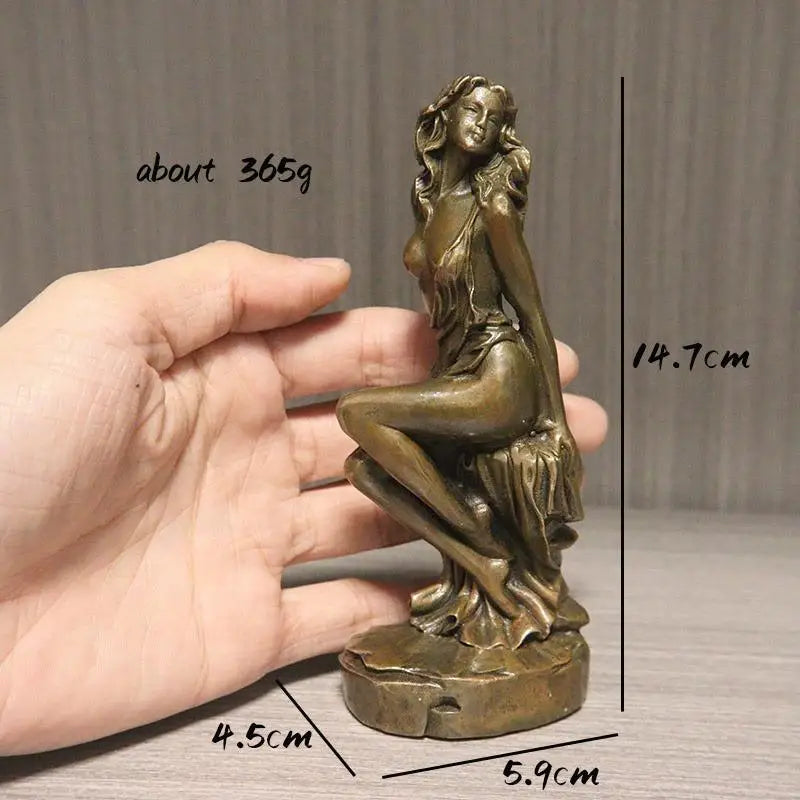 Oriental Women Brass Sculpture Desktop Statue | Home Decor Decorative Figurine Babs