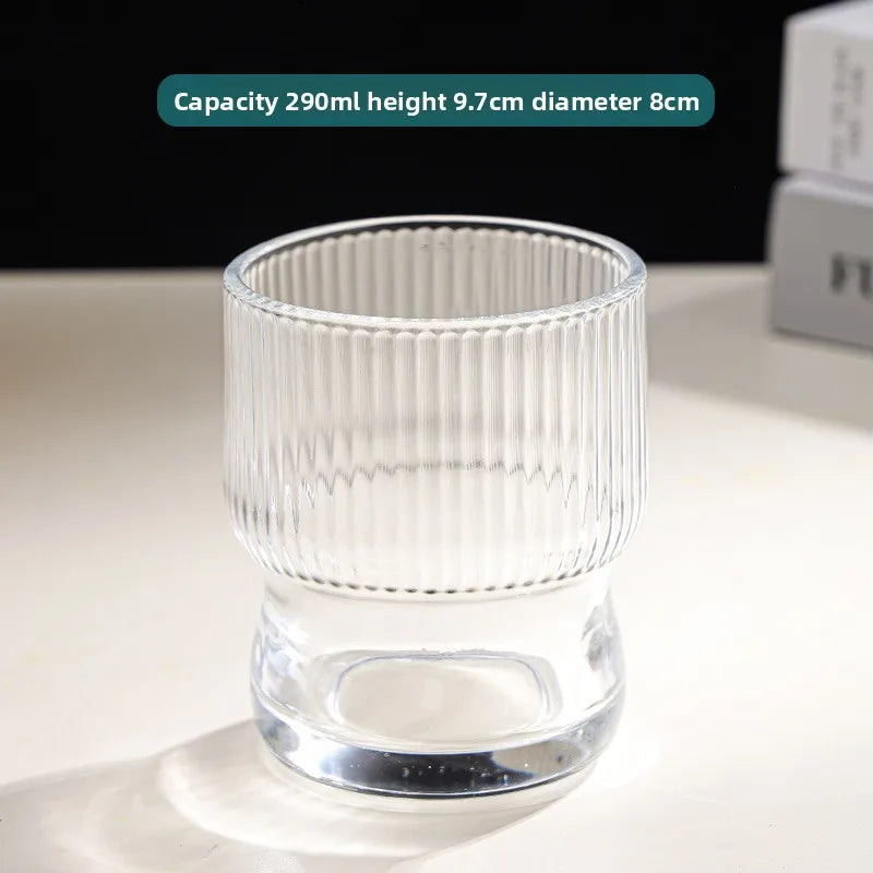 Hammered Glass Cup – Stylish Luxury Drinkware for Home Glass Tumbler Babs vertical pattern 201-300ml