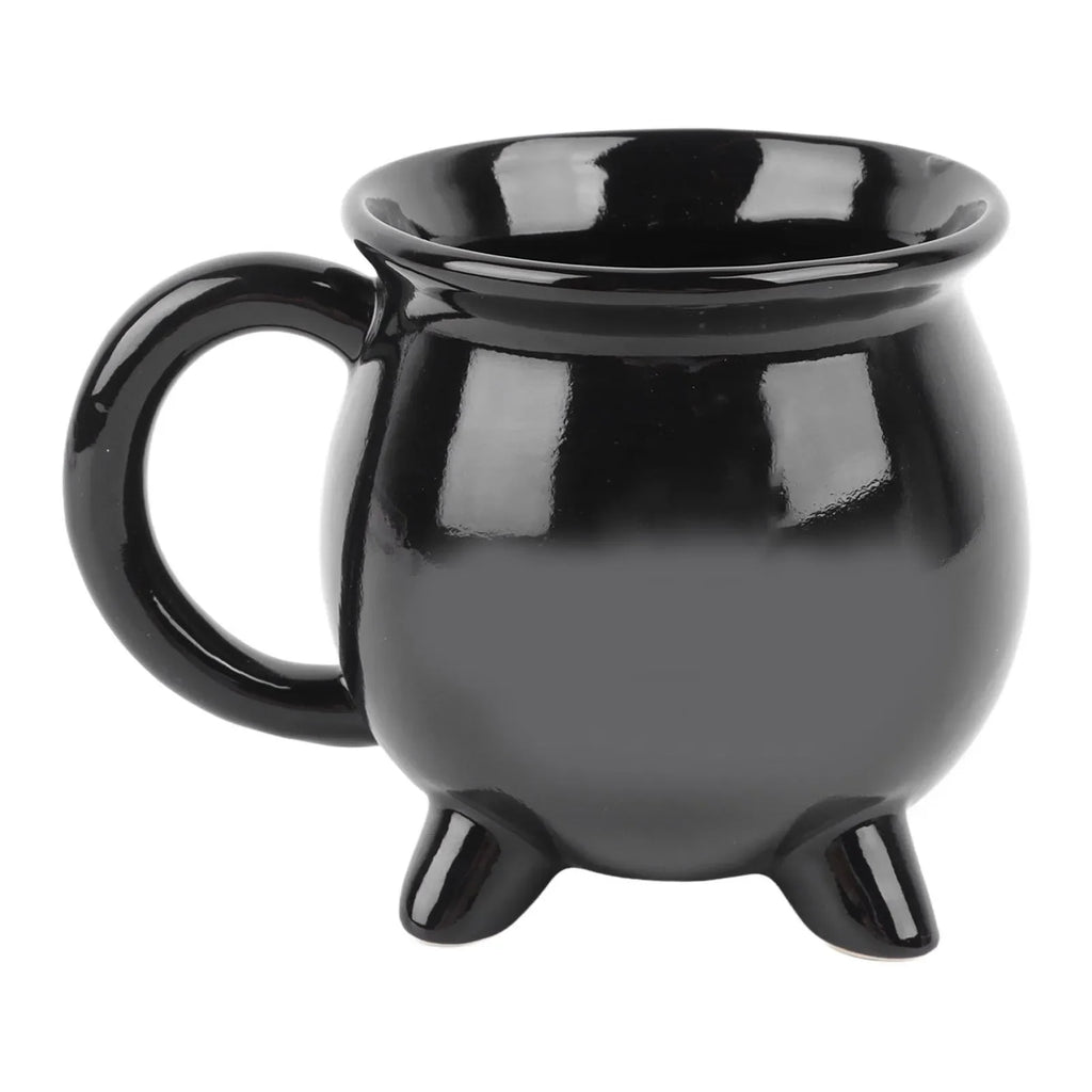 Witch Cauldron Ceramic Mug 300ml – Halloween Black Pot Cup Ceramic Novelty Mug Babs black 201-300ml
