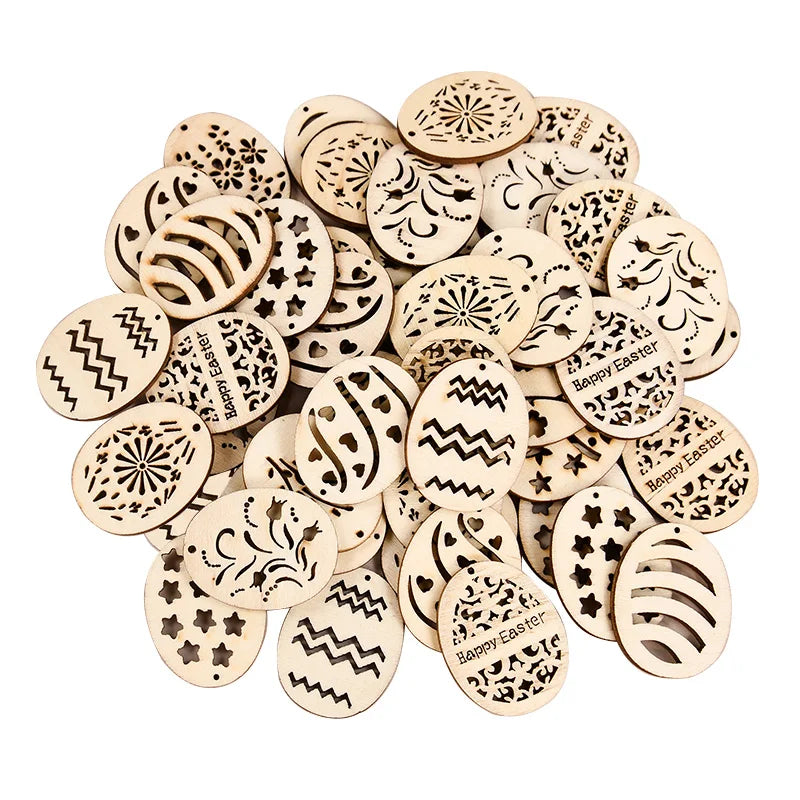 Wooden Easter Egg Hanging Ornaments – 25/50 Pcs DIY Craft Kit Easter Craft Ornaments Babs Mix 25Pcs