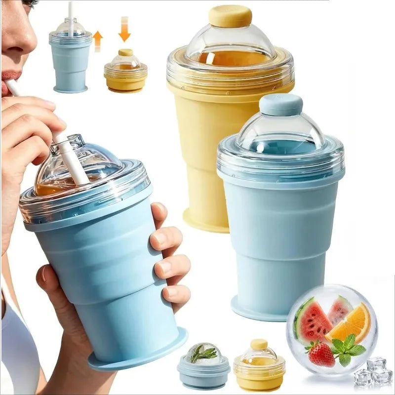 2-in-1 Silicone Folding Cup & Ice Ball Mold | Portable & Eco-Safe Ice Ball Mold Cup Babs