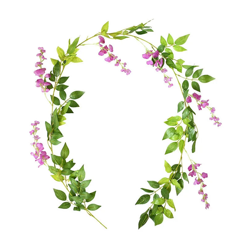 1.85M Wisteria Artificial Vine Garland – Silk Faux Flower Décor Artificial Flower Garland Babs rose red