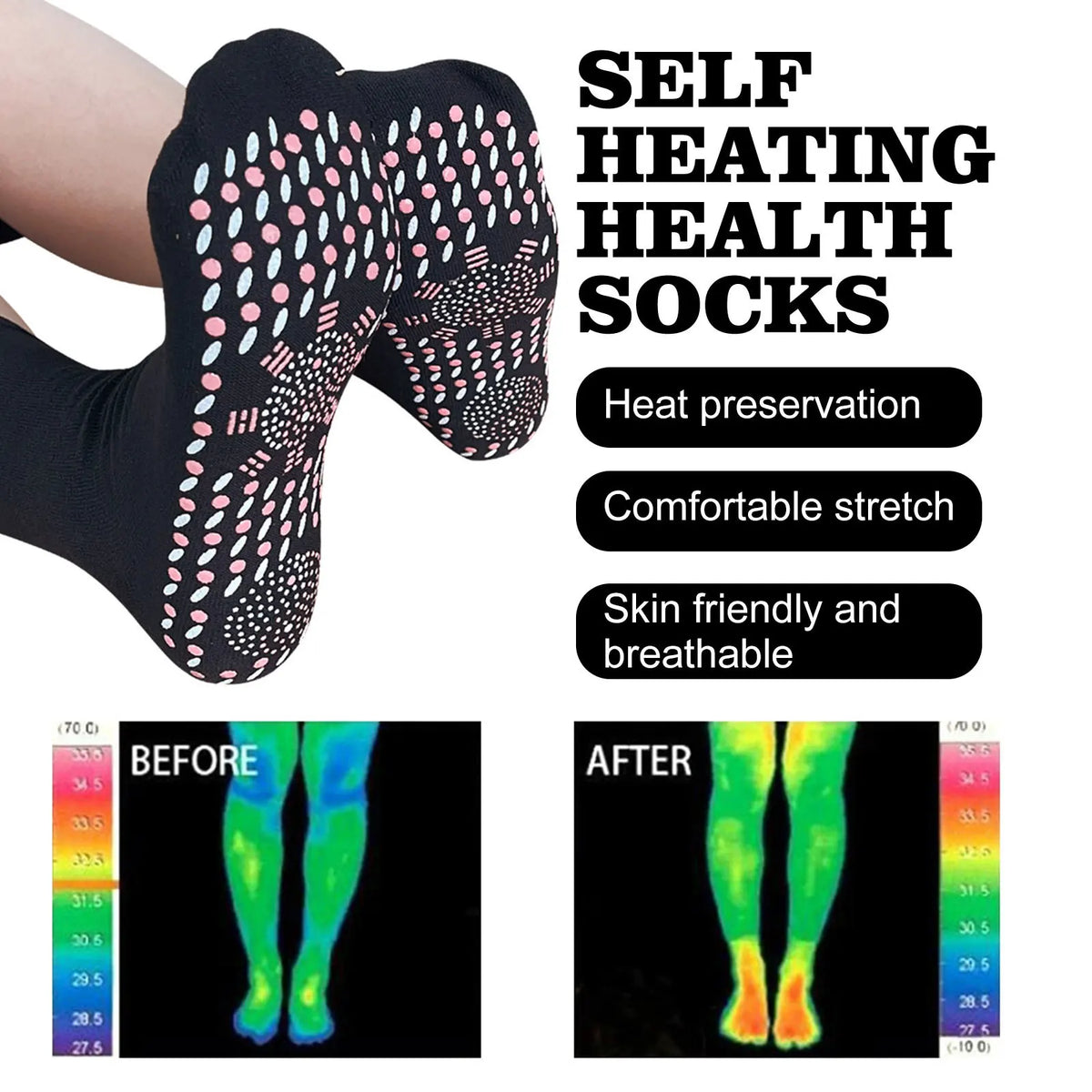 Magnetic Therapy Massage Socks – Warm Non-Slip Winter Socks Magnetic Therapy Socks Babs