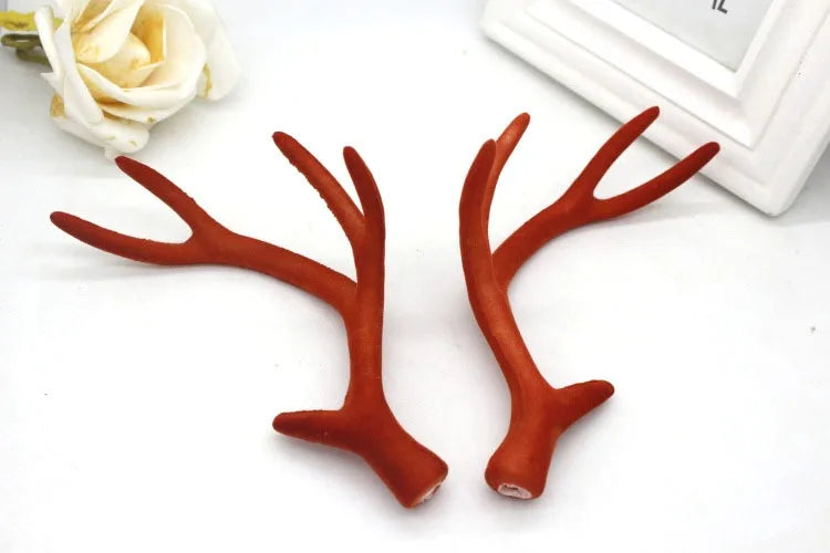 10 Pairs Reindeer Antler Headbands – Flocked Xmas Costume Costume Headband Babs brown