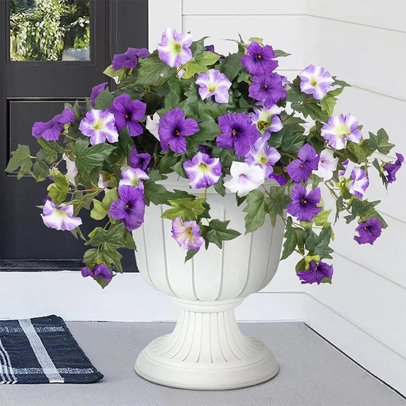 Purple Silk Morning Glory Fake Flower Bouquet | Wedding & Home Decor Artificial Flower Bouquet Babs