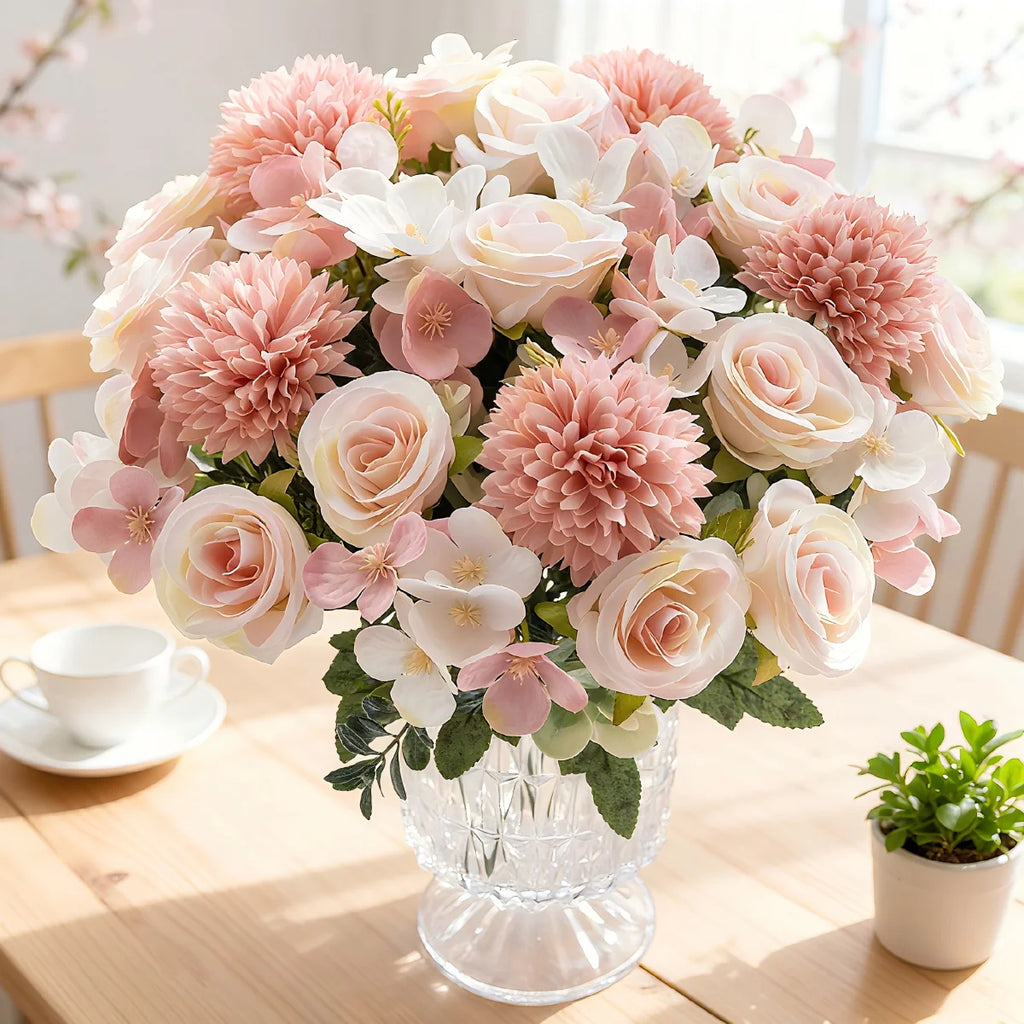 Silk Artificial Rose Bouquet – Wedding & Home Table Decor Artificial Flower Bouquet Babs