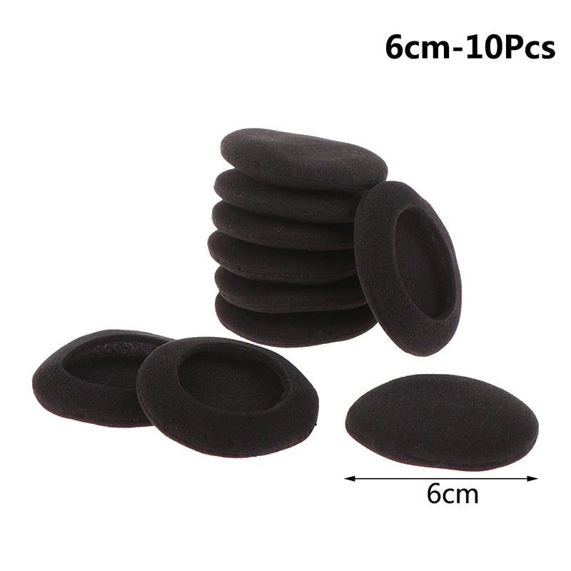 10-Pack Foam Ear Pads Cushions for Earhook Headphones 3.5–6cm Headphone Ear Pads Babs 6cm-10Pcs
