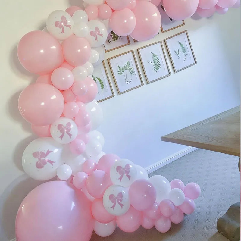 Pink Clear Bow Latex Balloons – Wedding & Birthday Party Decor Latex Party Balloons Babs