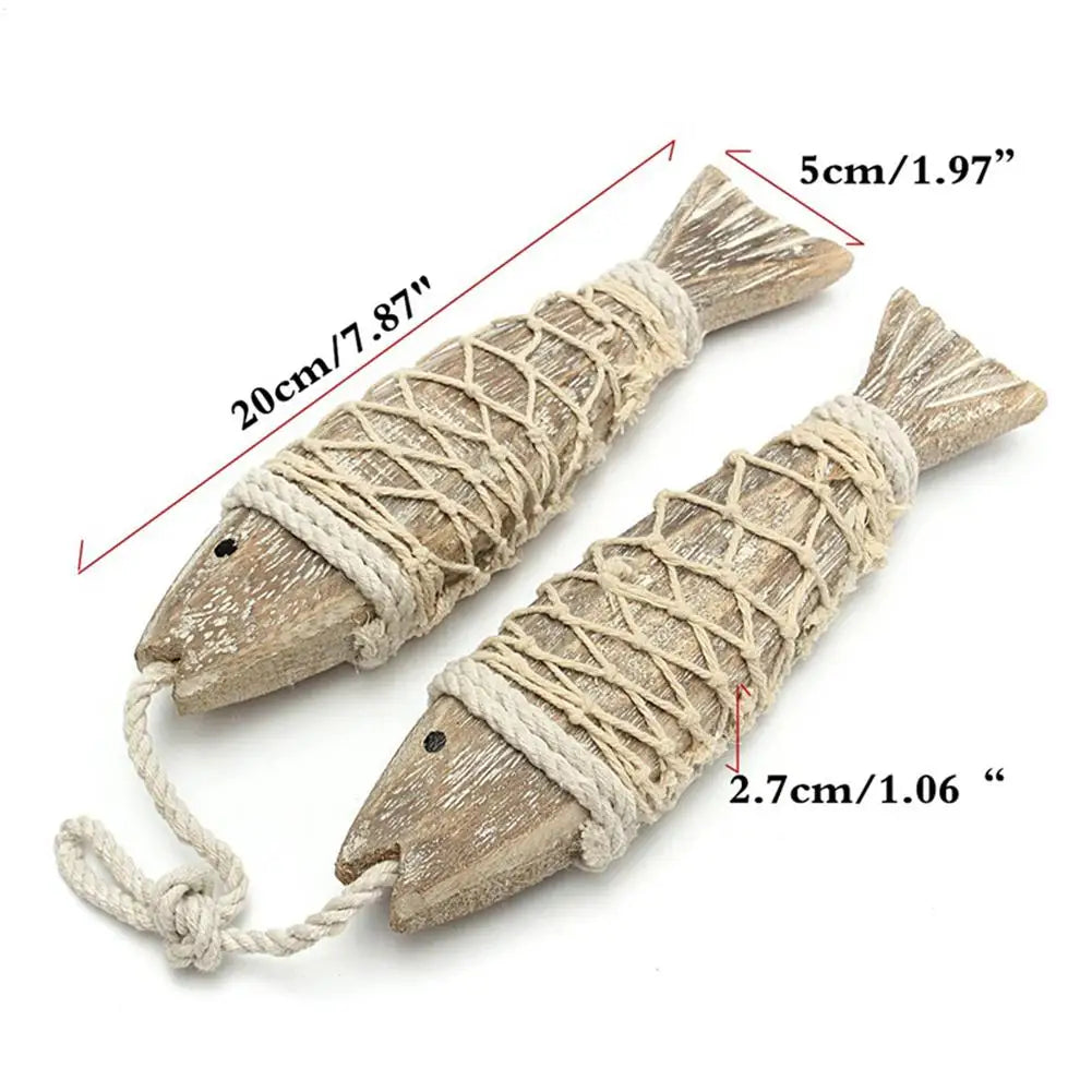 Hand-Carved Wooden Fish Wall Sculptures – Nautical Coastal Pair Wall Sculpture Babs