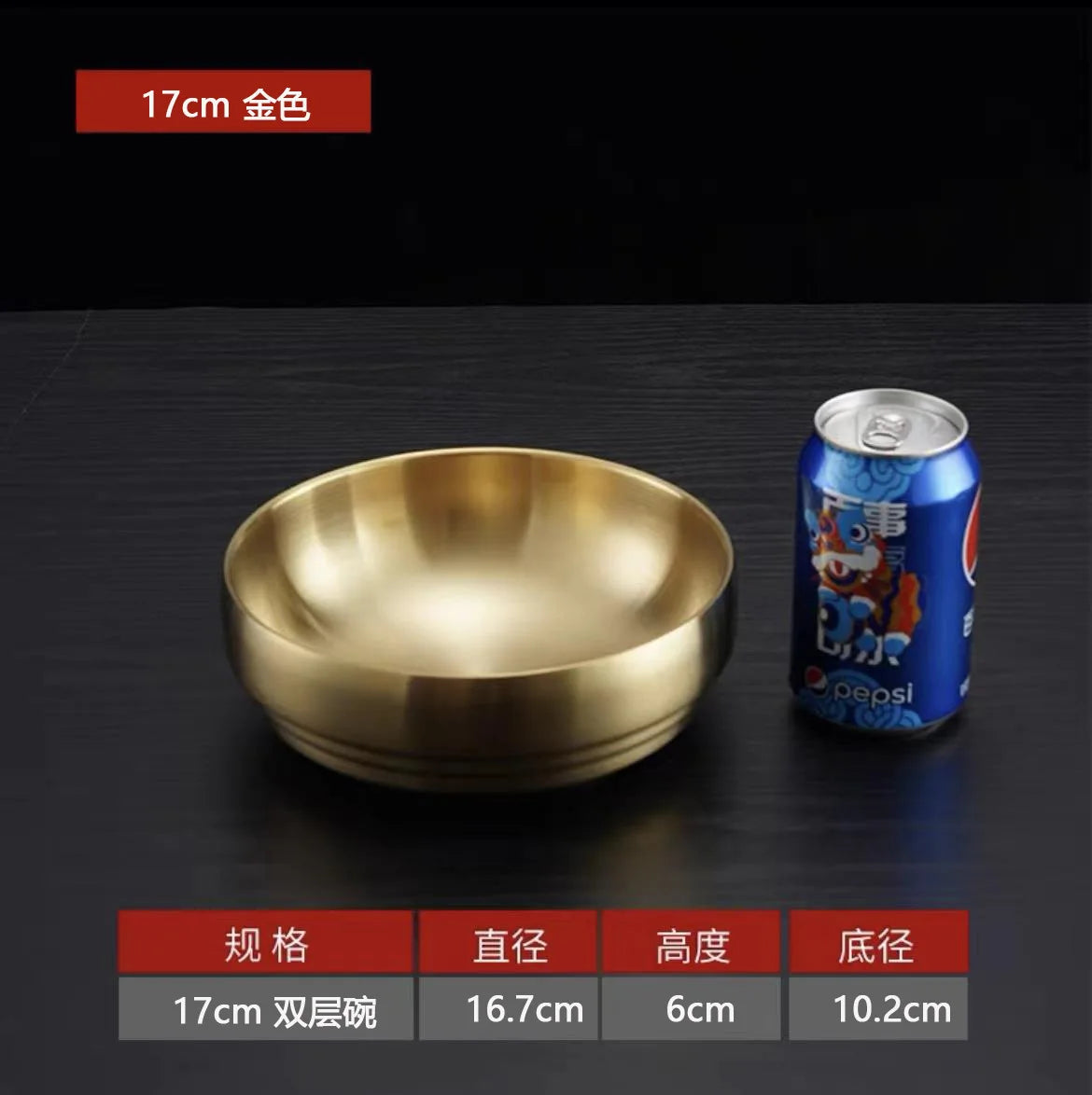 304 Stainless Steel Double Layer Korean Ramen & Salad Bowl Stainless Steel Bowl Babs Gold-1
