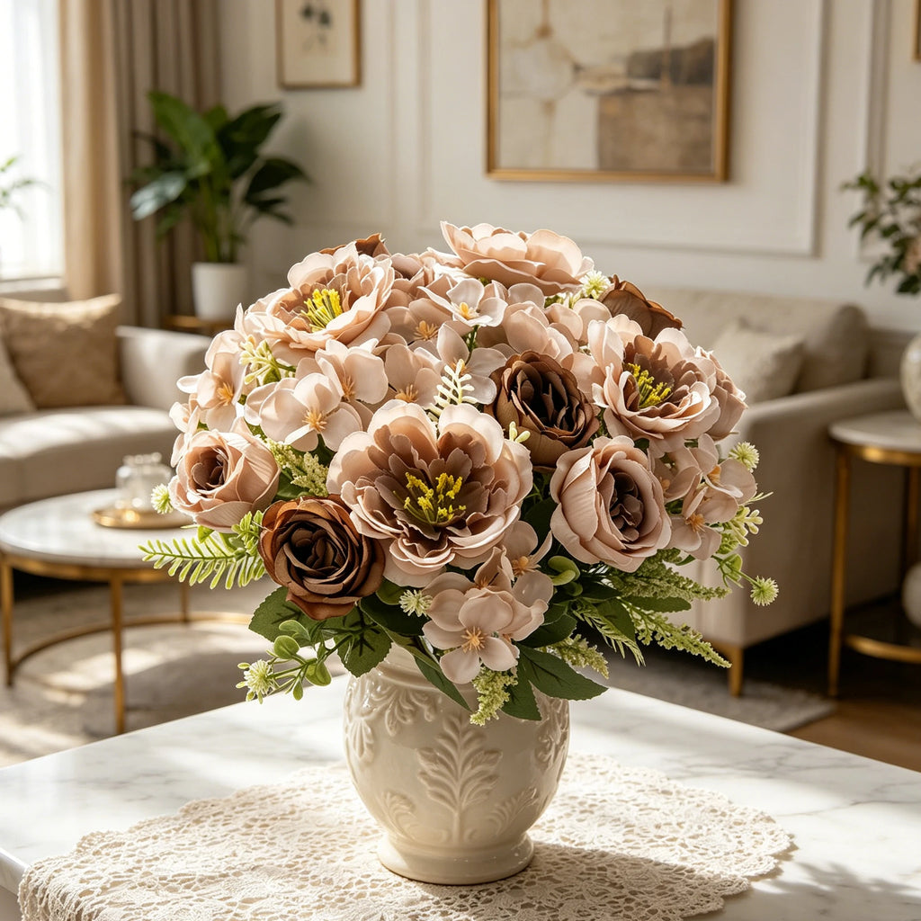 Artificial Silk Peony Hydrangea Bouquet – Wedding & Home Décor Artificial Flower Bouquet Babs
