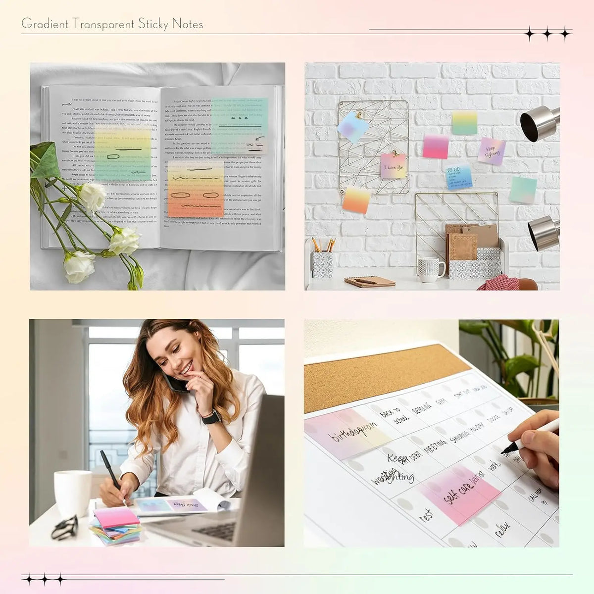 Gradient Sticky Notes Semi-Transparent PET Notepad – 50 Sheets Sticky Notes Notepad Babs
