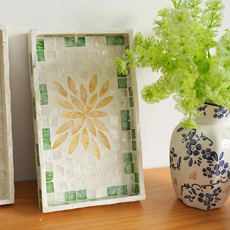 Natural Seashell Decorative Tray – Retro Square Storage Plate Decorative Storage Tray Babs