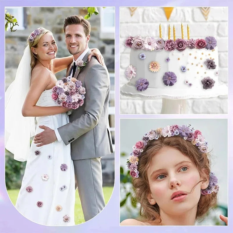20Pcs Silk Artificial Rose & Daisy Flower Heads – Wedding Decor Artificial Flower Heads Babs